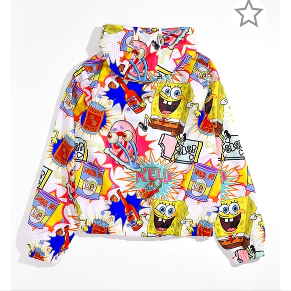 Members Only x Nickelodeon Kids Spongebob White Windbreaker Jacket - Picture 1 of 3